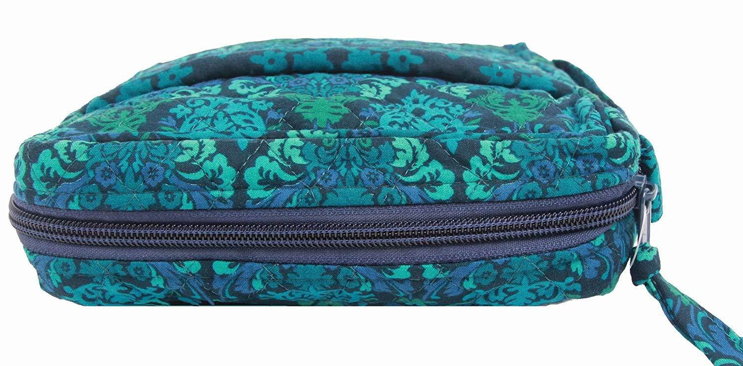 DIWI Large Sizes 10 X 7 X 2.75 Inches Bible Cover Quilted Good Book Cover Quilted Cotton Fabric Bible Cover Zip Closer Slip Pocket (L, 1707D Green Fence)