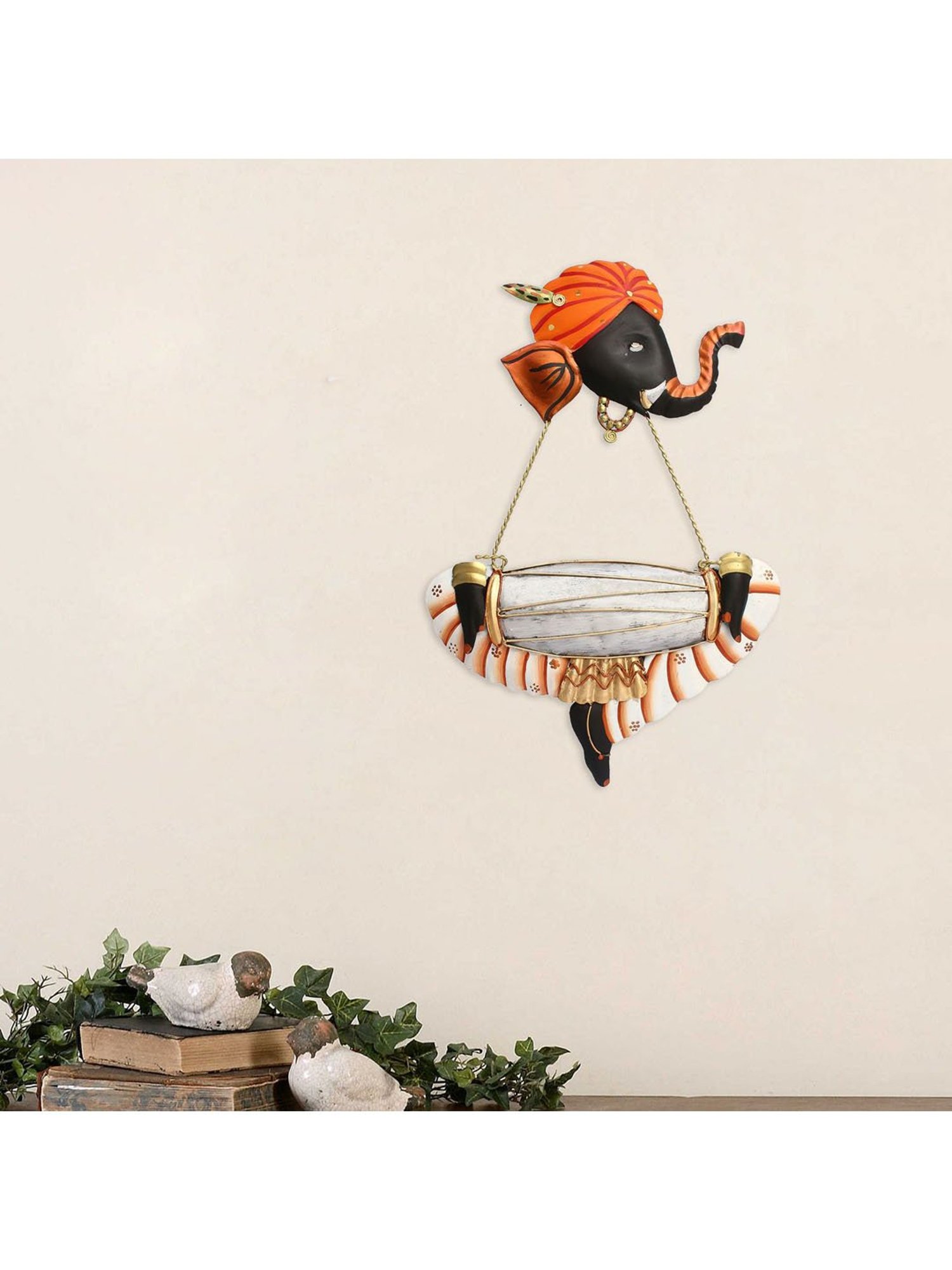 eCraftIndia Musician Ganesha Playing Dholak Wall Hanging