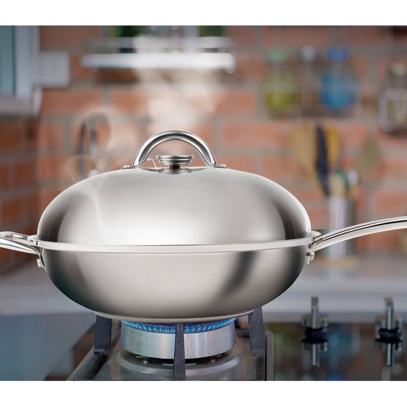 MasterPan 13" Stainless Steel Stovetop Multi-Use 4-1 Smoker Wok