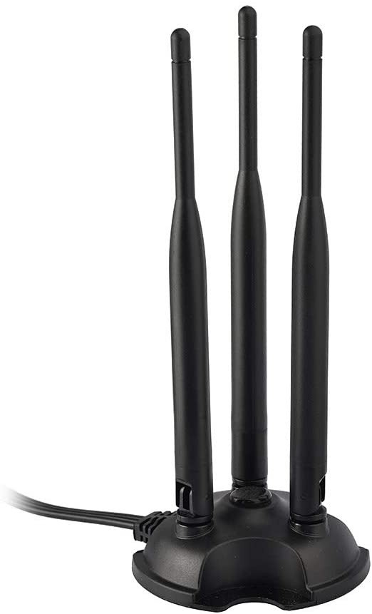 Eightwood 2.4GHz 5GHz Dual Band WiFi Antenna with 3 RP-SMA Male Connector Magnetic Base for WiFi Wireless Router Mobile Hotspot PCI PCIe WiFi Card PC Desktop Motherboard External WiFi USB Adapter