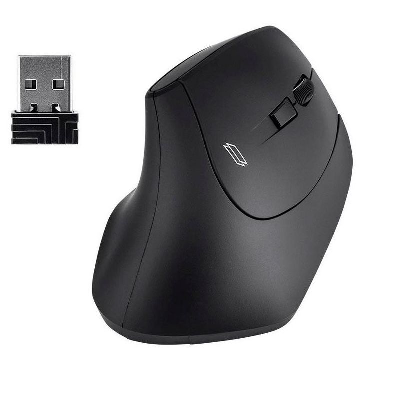 Monoprice Wireless USB Ergonomic Mouse - Semi-vertical, Optical Sensor, 3 Adjustable DPI 800/1200/1600 For Laptop, PC, Macbook - Workstream Collection