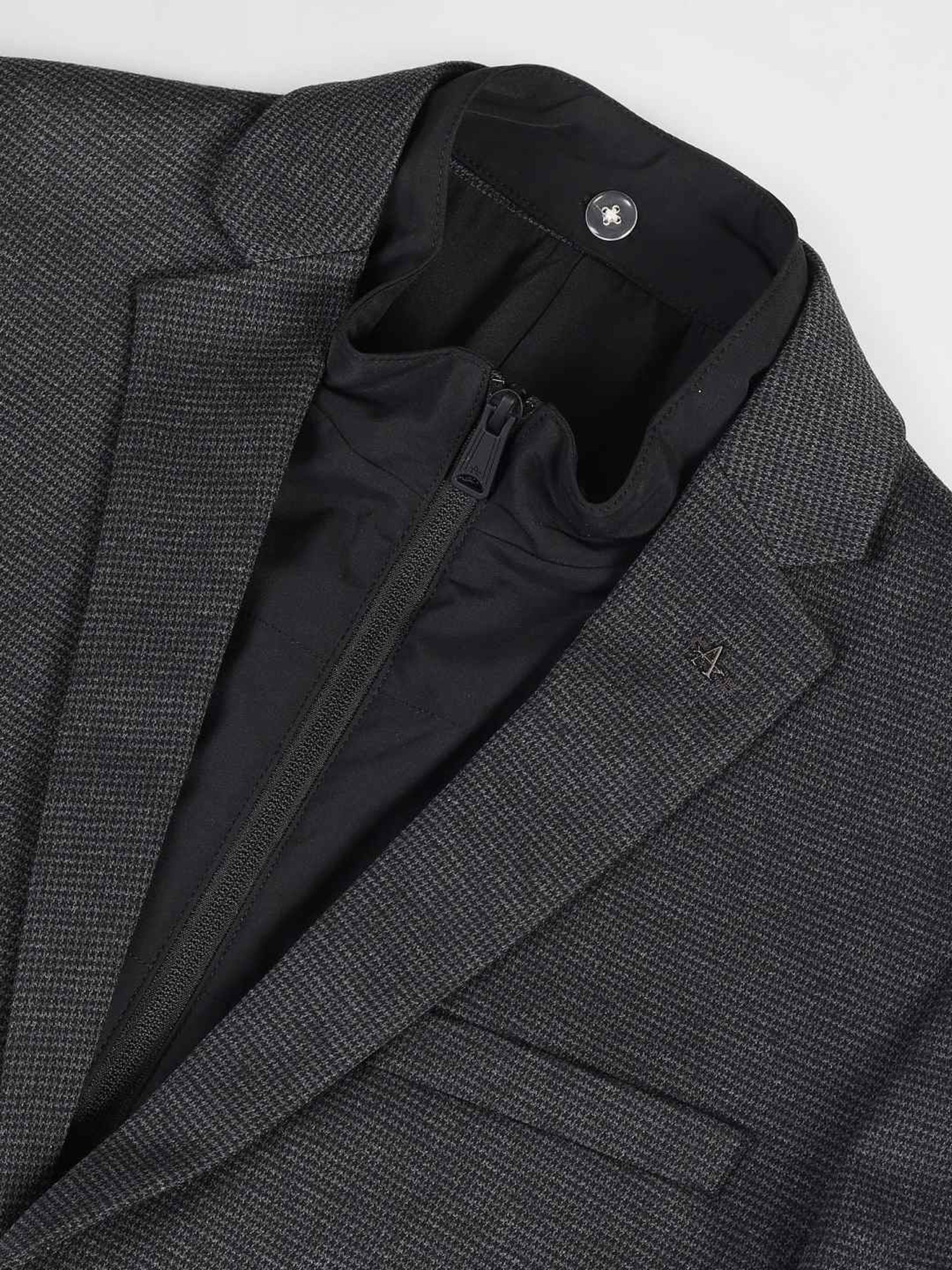 Arrow Charcoal Regular Fit Self Pattern Blazer