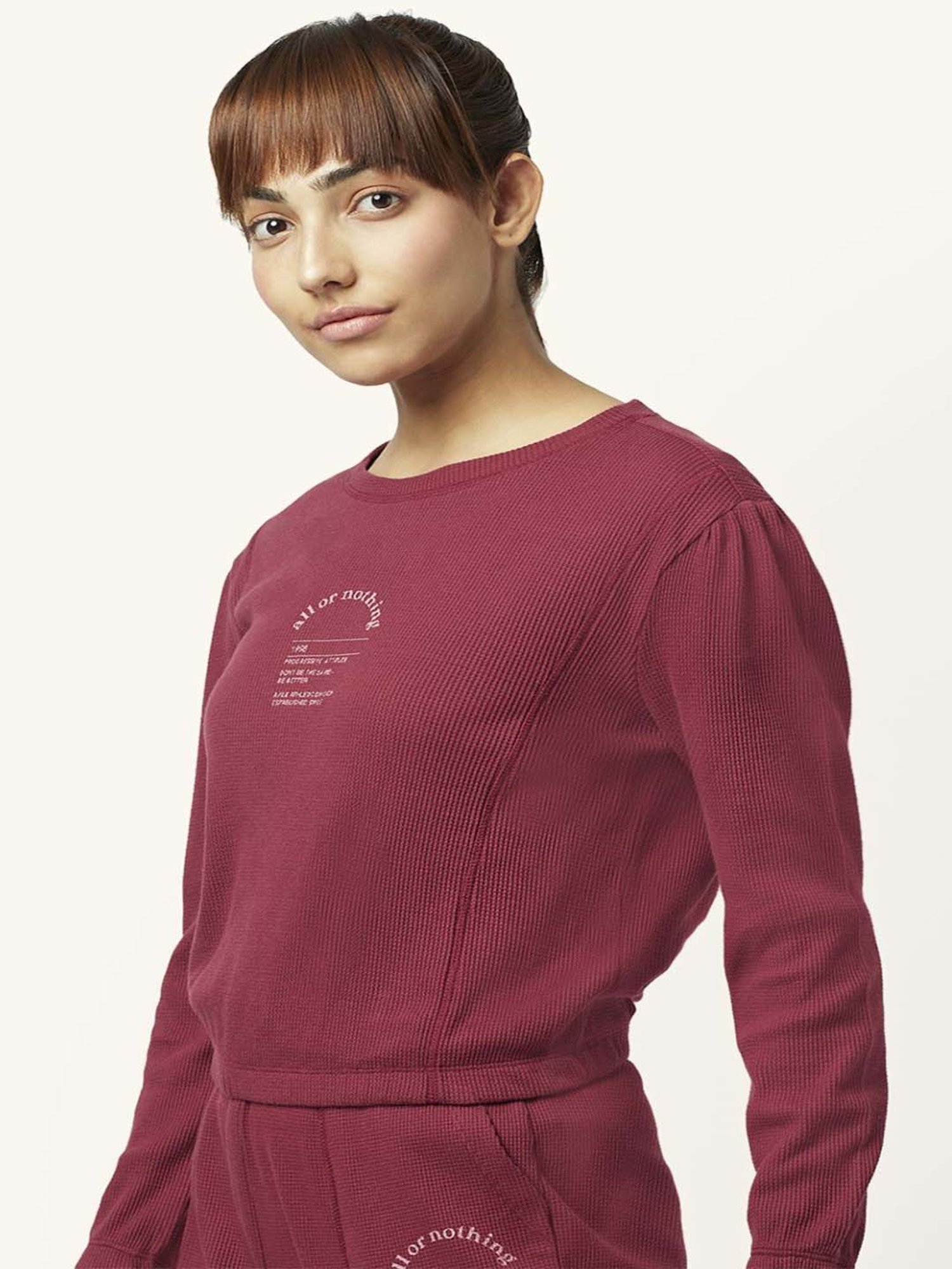 Ajile by Pantaloons Maroon Cotton Printed Sports Top