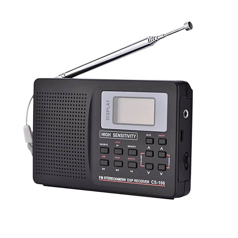 Digital AM FM Stereo Radio FM/AM/SW/LW/TV Sound Digital Tuning Full-Band Radio Receiver with Alarm Clock, Radio AM FM Radio SW Petite with Mute State/Frequency Lock (Step Value 10k)