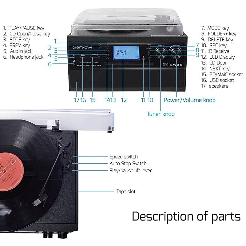 VICTROLA V50200BK V50    S RETRO RECORD PLAYER WITH BLUETOOTH  AND CD PLAYER   USB  BLACK