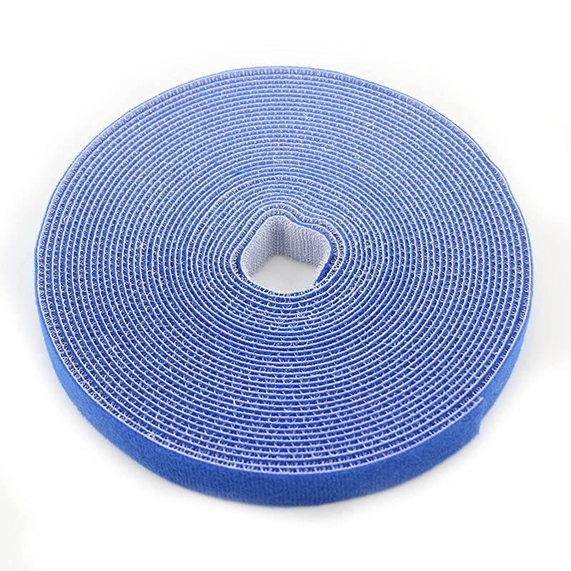 Reusable Fastening Tape Cable Ties 34 Inch Double Side Hook Roll 10 Yard Blue