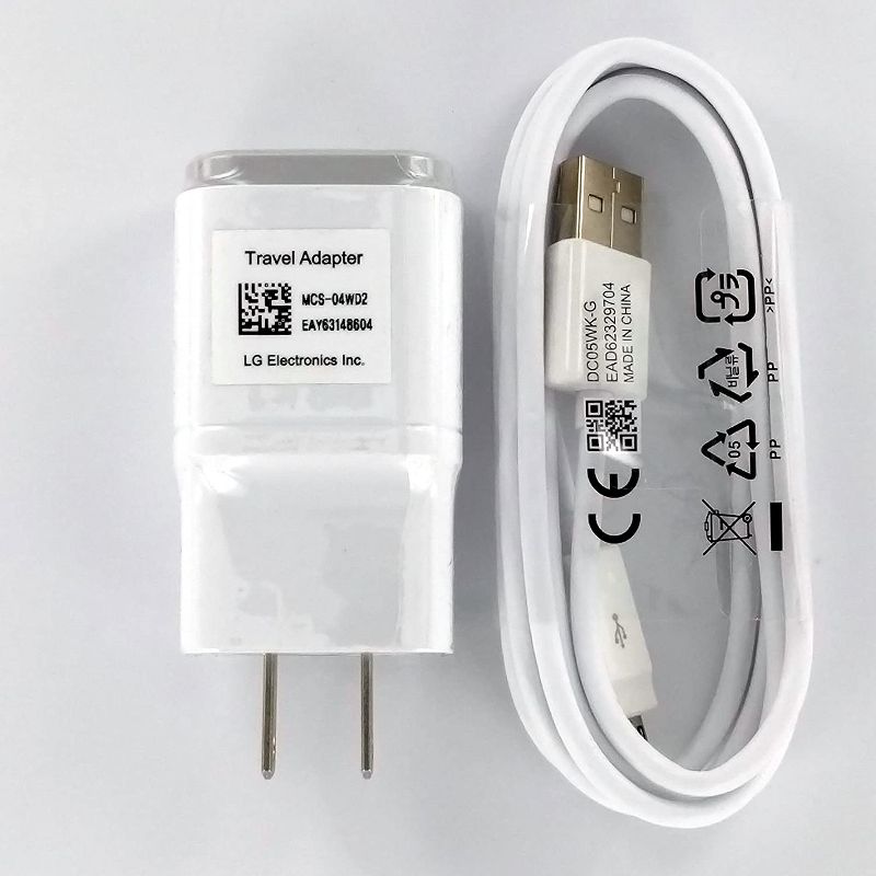 LG Original Quick Wall 1.8 Charger + Micro USB Cable - Bulk Packaging - White