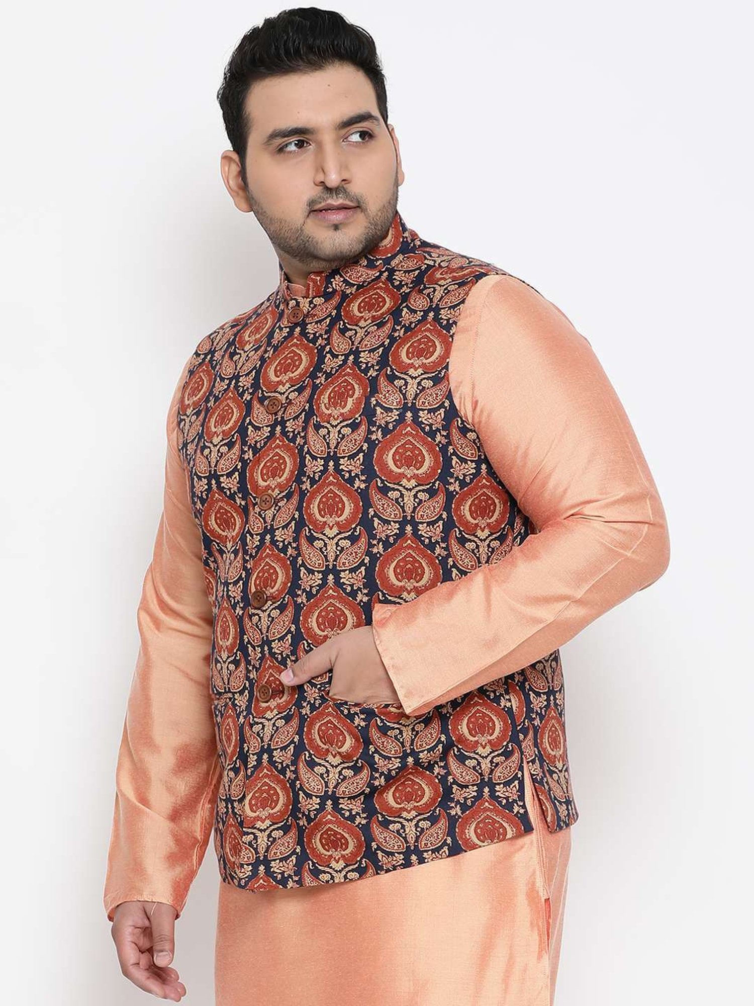 KISAH PLUS Multicolored Regular Fit Printed Nehru Jacket