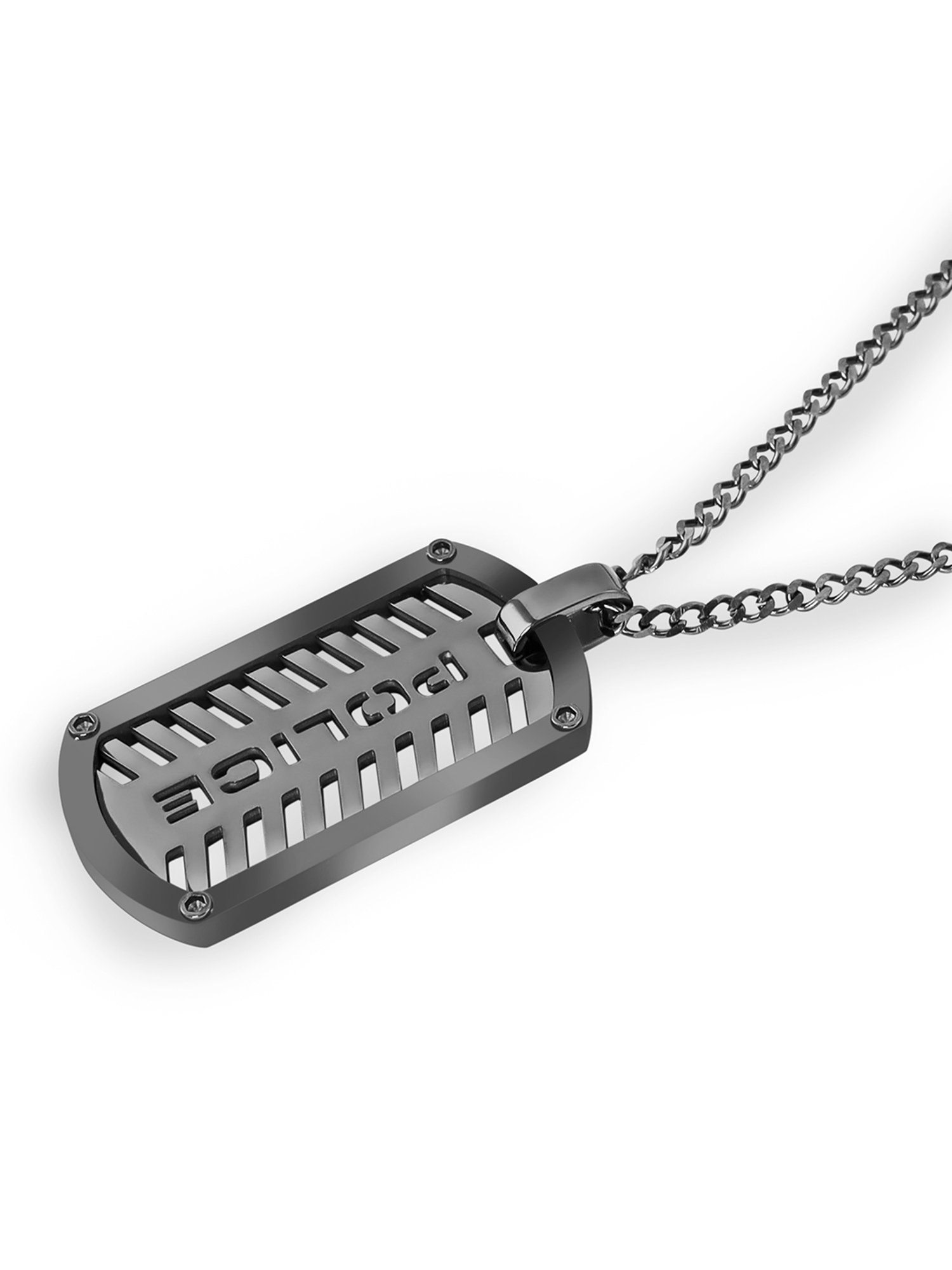 Police Lattitude Silver Necklace for Men