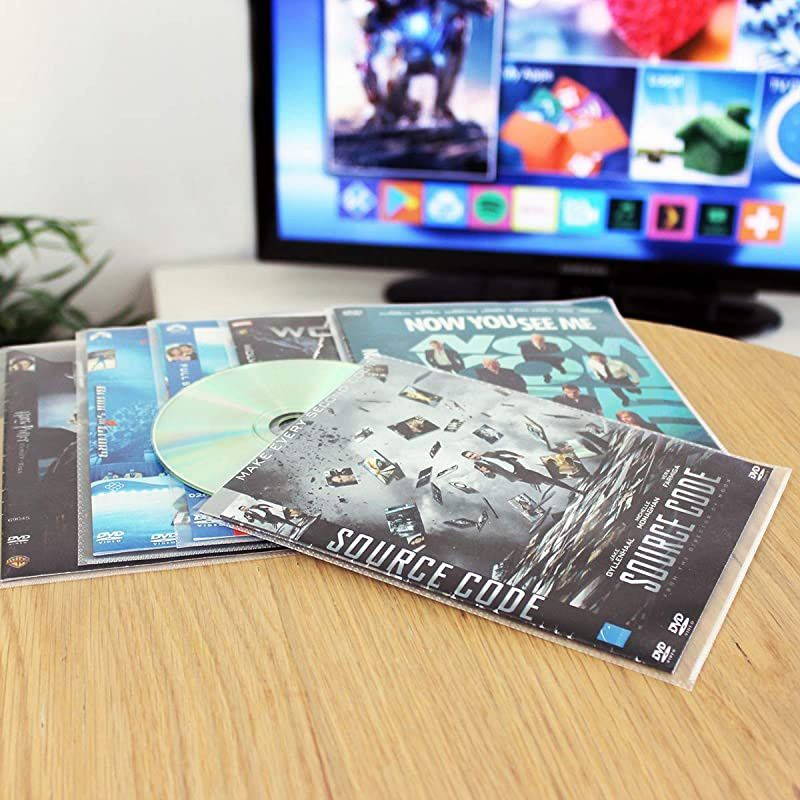 DVD Protective Sleeve with Closing Flap for DVD Storage Space for DVD and DVD Cover 100Pack 10281