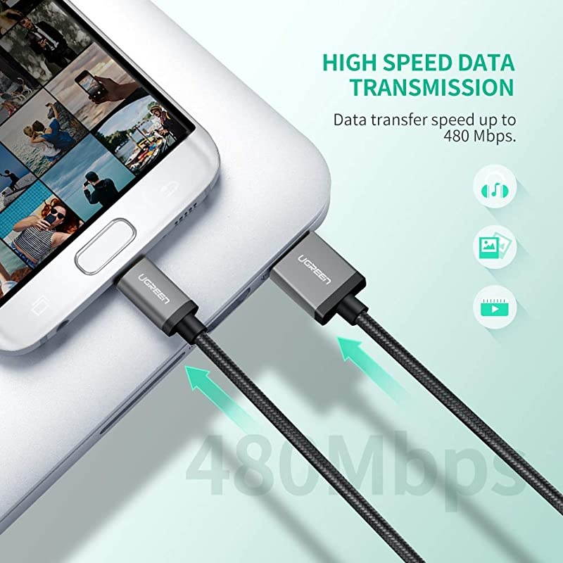 Micro USB Cable Nylon Braided Fast Quick Charger Cable USB to Micro USB 2.0 Android Charging Cord for PS4 Samsung Galaxy S7 S6 Note LG Nexus Nokia Xbox One Controller 1.5ft Black