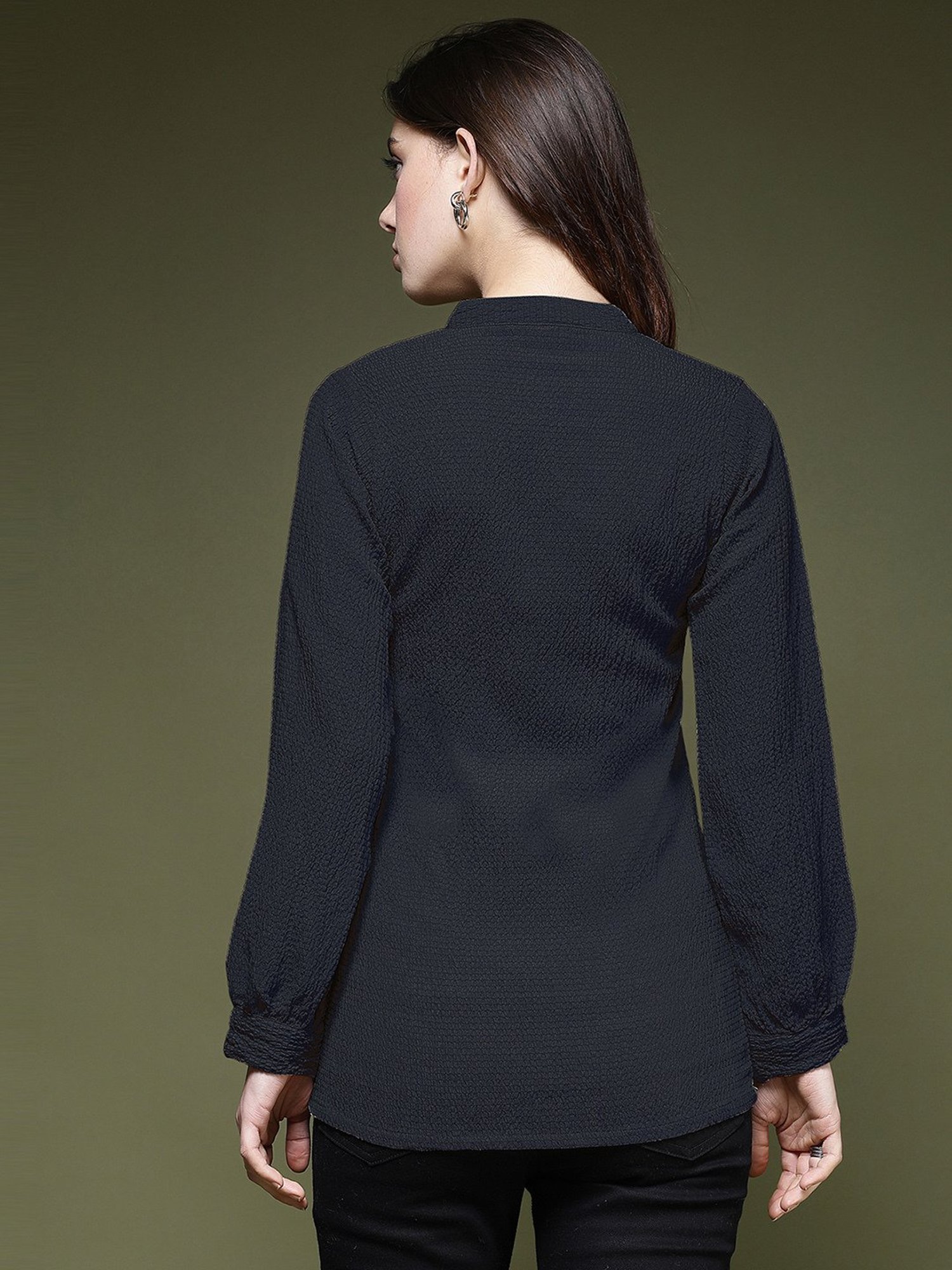 SELVIA Navy Regular Fit Top