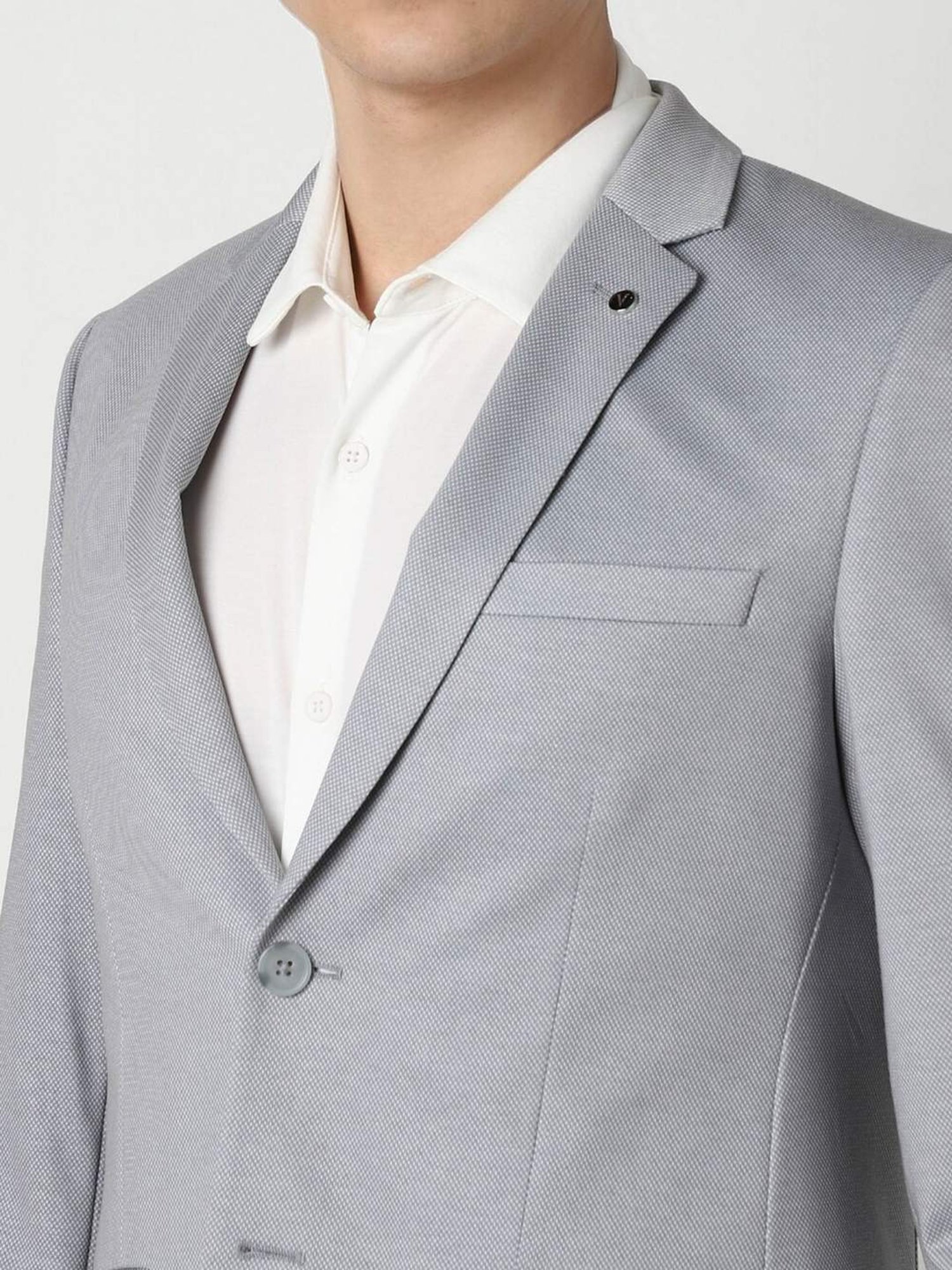 Van Heusen Grey Slim Fit Texture Blazer