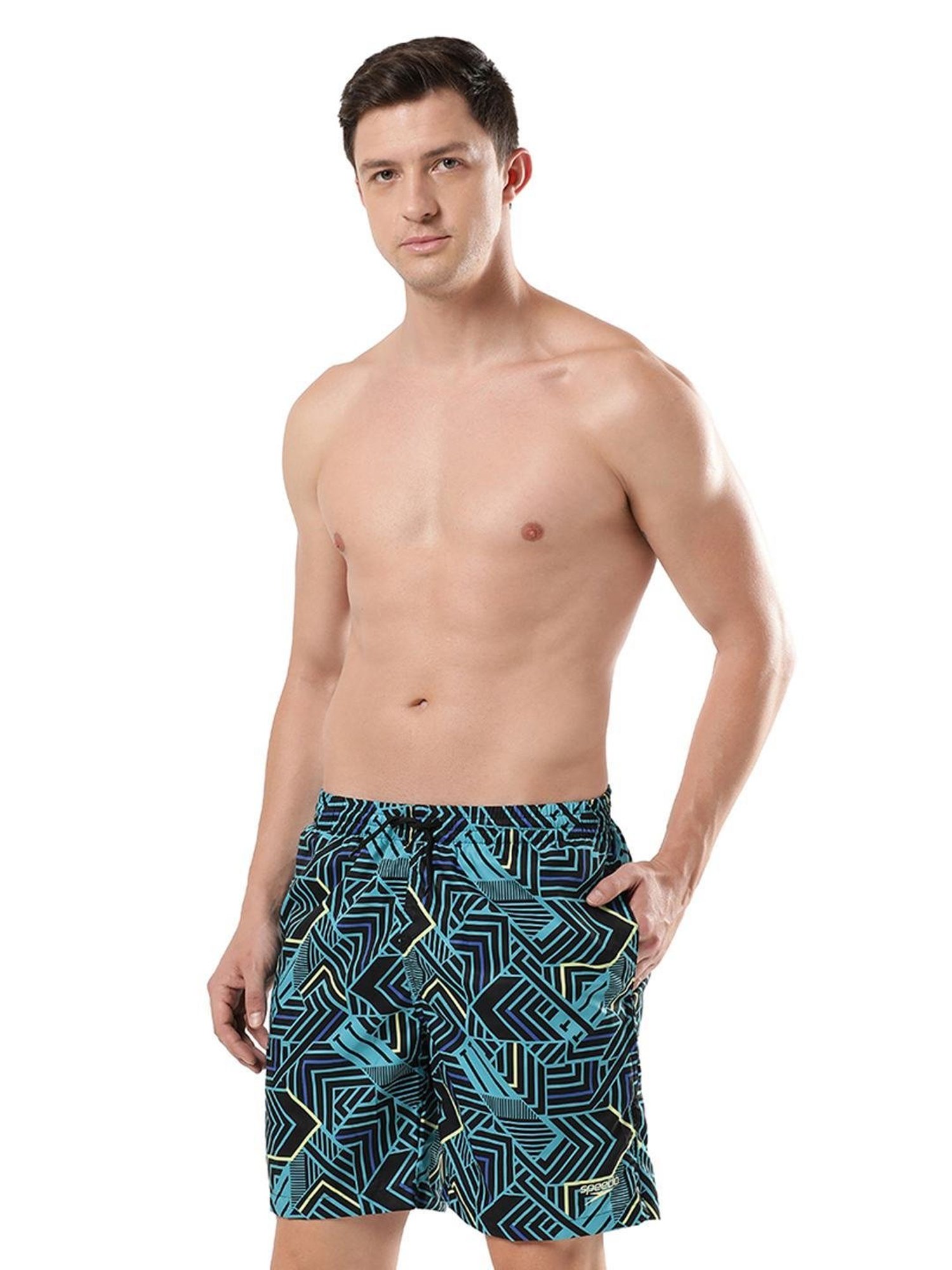 Speedo Navy Regular Fit Printed Swim Shorts