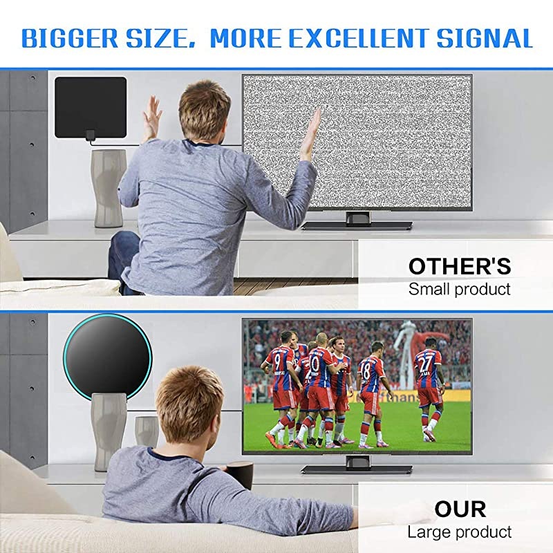 Antenna Indoor Digital HDTelevision Antenna Freeview 4K 1080P HD VHF UHF for Local Channels 130 Miles with Amplifier Support All 165 feet Cable