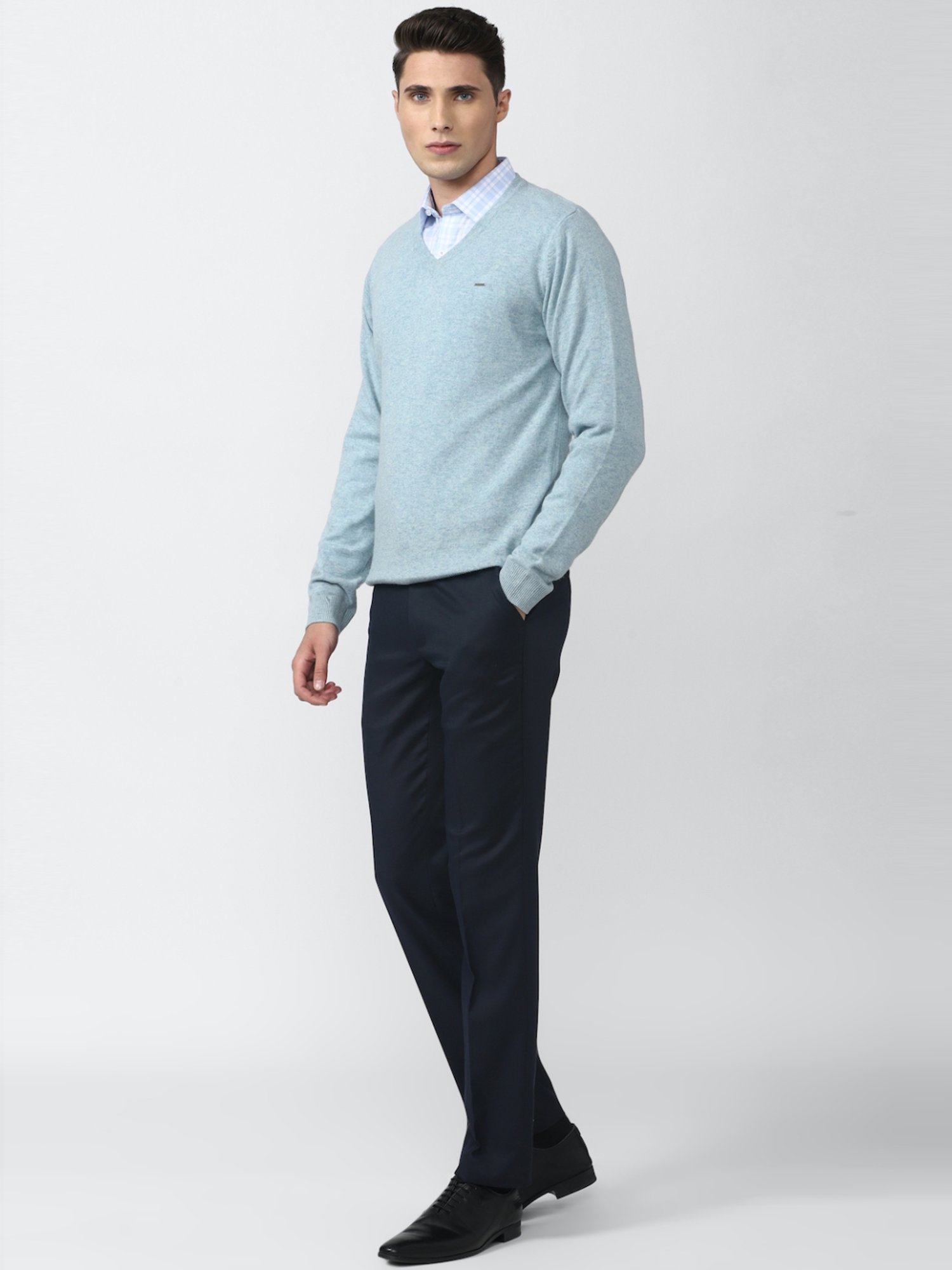Van Heusen Blue Regular Fit Texture Sweater