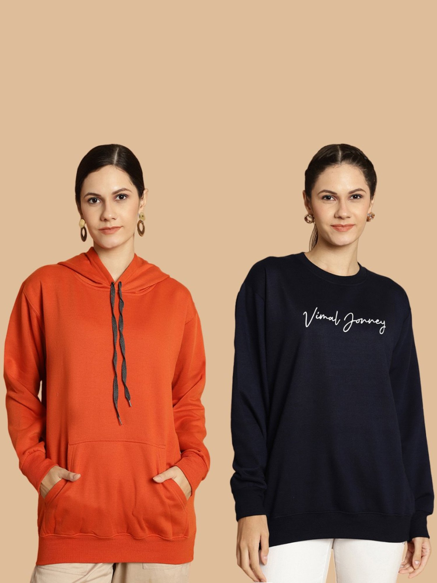 Vimal Jonney Rust & Navy Printed Sweatshirt - Pack Of 2