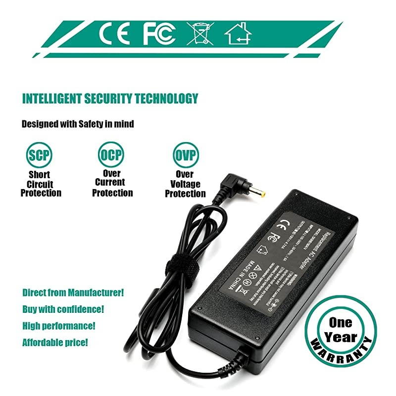 AC Adapter Laptop Charger PA5035U1ACA PA190004 Replacement for Toshiba Satellite L775 L745 L755 L305 L305D L455 L505 L505D L635 L655 L655D L855 A105 A135 C655 C855 PA3714U1ACA Power Cord