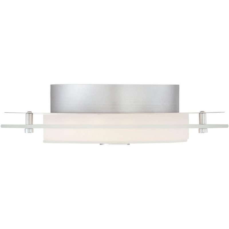 Possini Euro Design Modern Ceiling Light Flush Mount Fixture LED Chrome 12 1/2" Wide White Acrylic Diffuser for Bedroom Kitchen