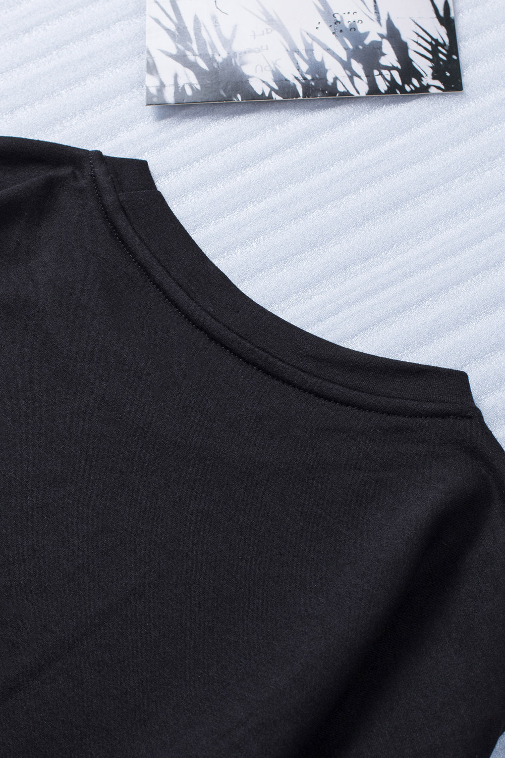 Blank Sweatshirt - Black Striped and Stars Print Long Sleeve T-Shirt Customized