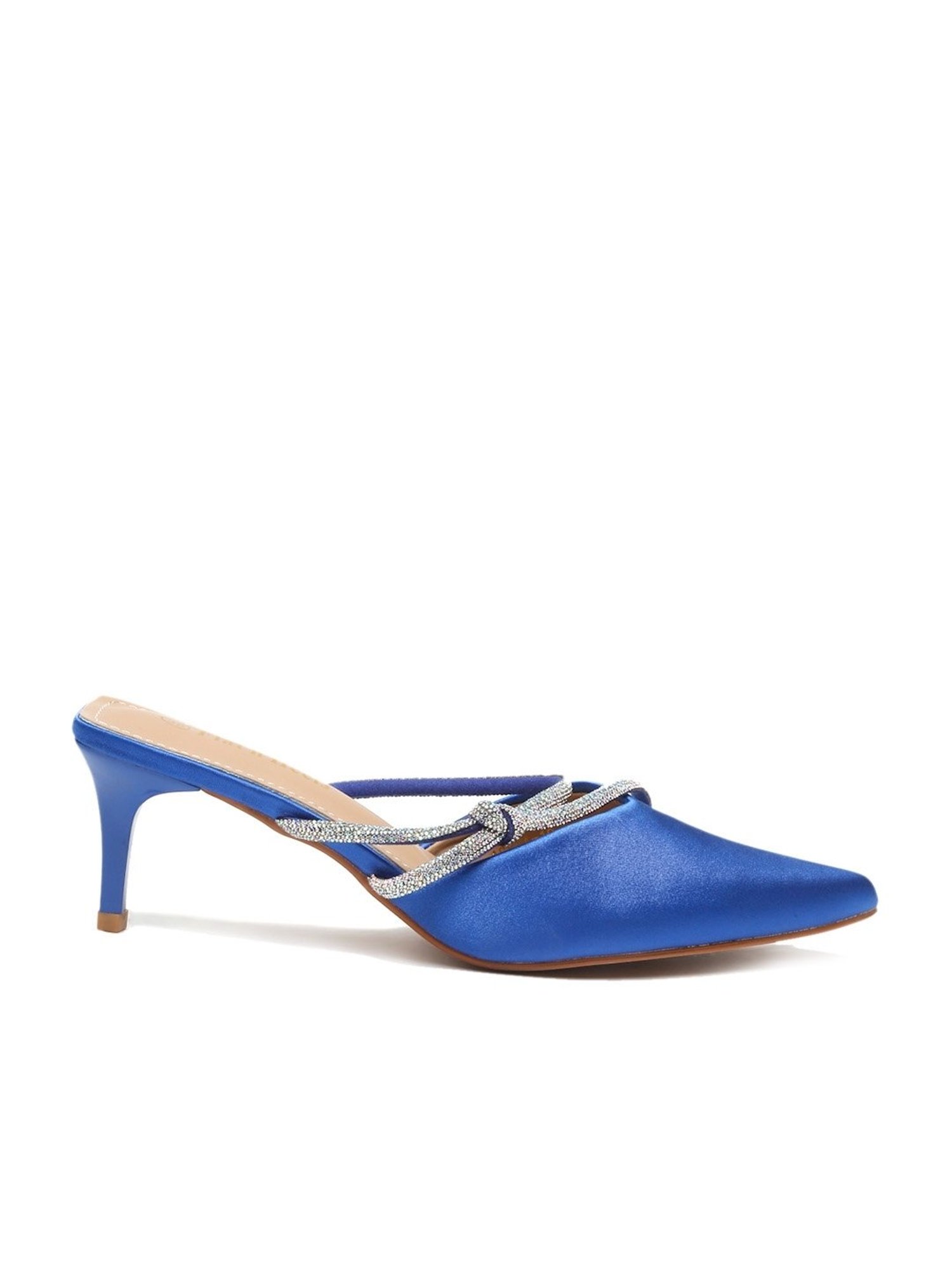 Flat N Heels Women's Blue Mule Stilettos