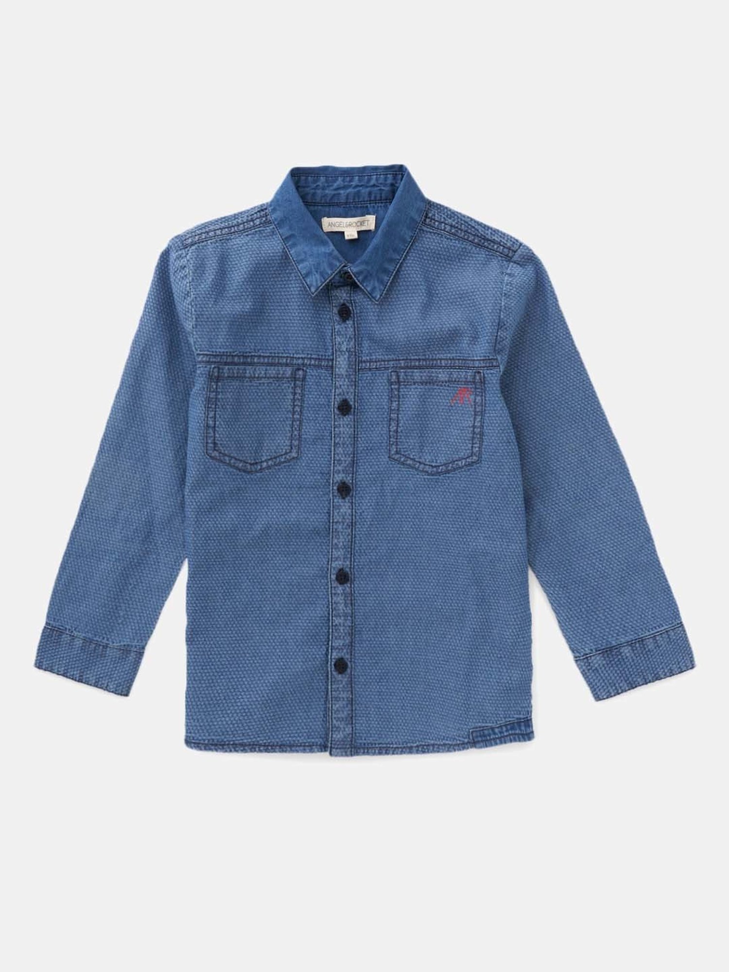 Angel & Rocket Boys Blue Cotton Regular Fit Full Sleeves Shirt