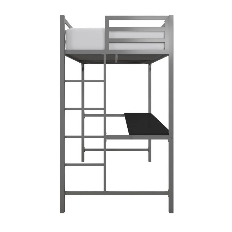 Twin Max Metal Loft Bed with Desk Silver - Room & Joy