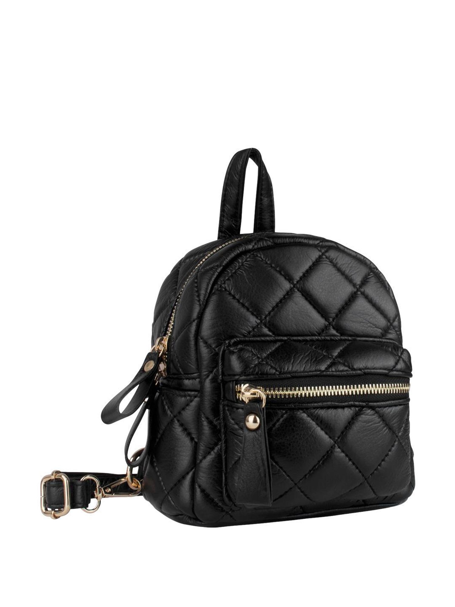 Angeline Black PU Small Backpack
