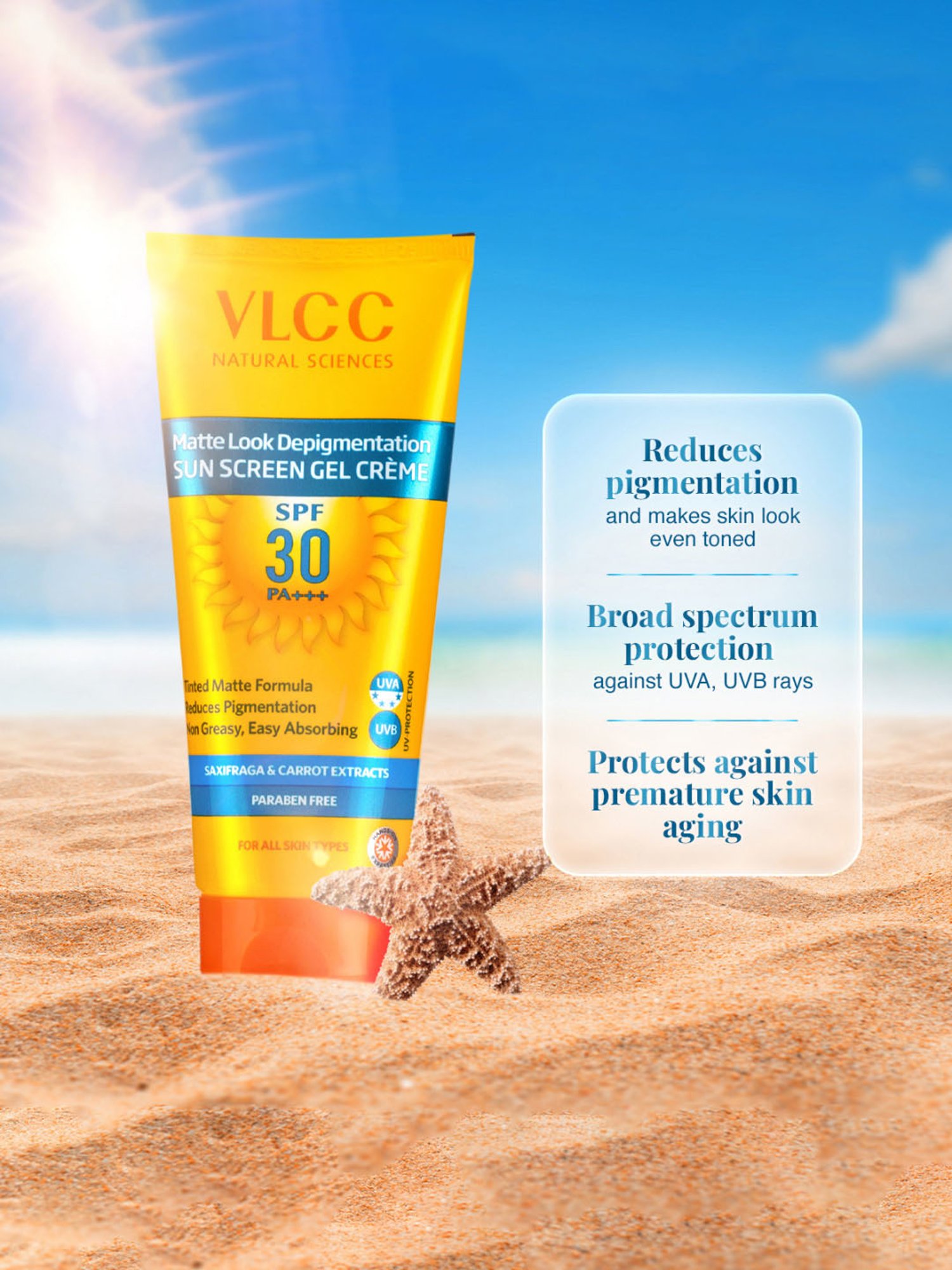 VLCC Matte Look Depigmentation Sun Screen Gel Creme SPF 30 PA +++ - 125 gm
