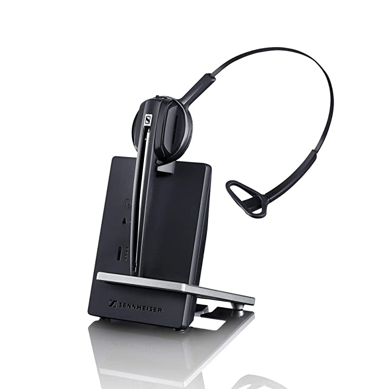 D 10 Phone (506410) Single-Sided Wireless DECT Headset for Direct Desk Phone Connection, with Noise Cancelling Microphone (Black)