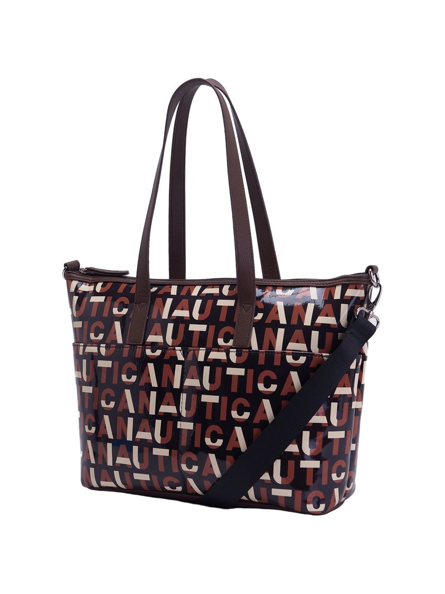 Nautica Brown Printed Medium Tote Handbag