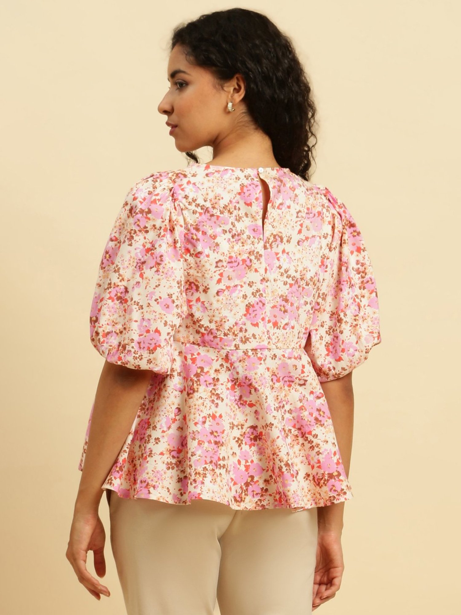 W Pink Cotton Printed Top