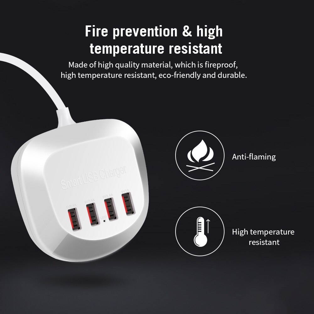 WLX-T3 Smart Multi-port Fast Charger Portable Four Ports Quick Charge Multiple Protection For Mobile Phones Laptops