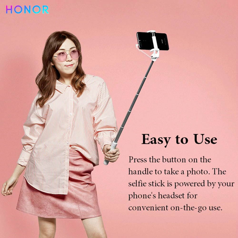Selfie Stick Lite Monopod Wired Extendable Handheld Shutter Foldable Mini For iPhone IOS Android