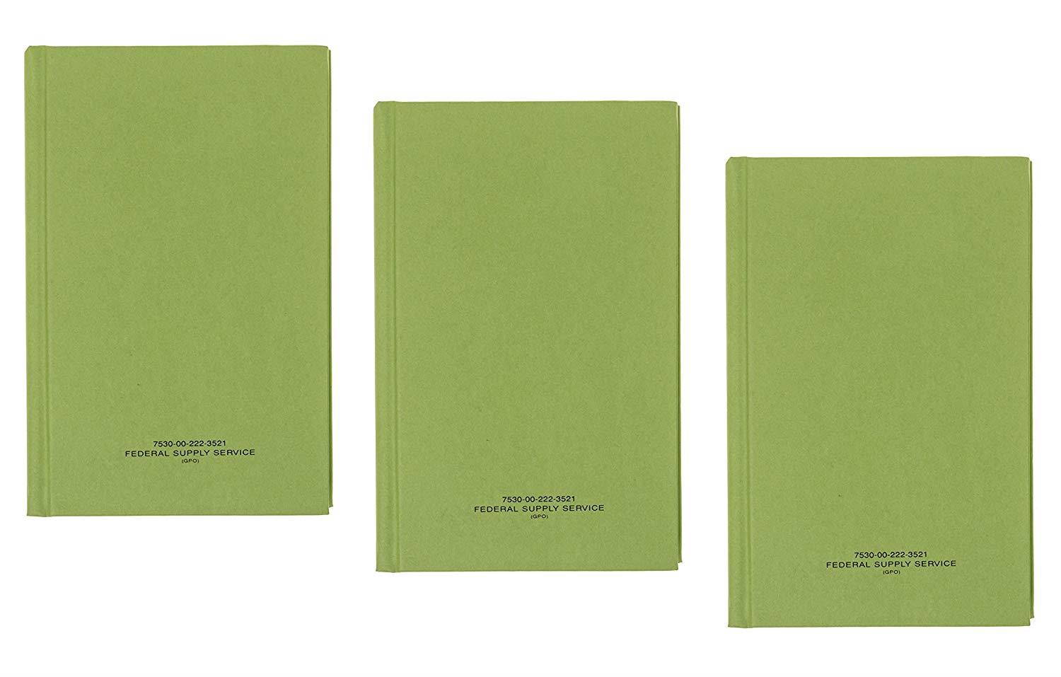 DIY Indispensables US Military Log Record Books (3 Pack) 5-1/4 x 8 Inch 96 Sheets with Rugged Sewn Case Binding Blue Line College Ruled Notebook NSN 7530-00-222-3521 Made in USA