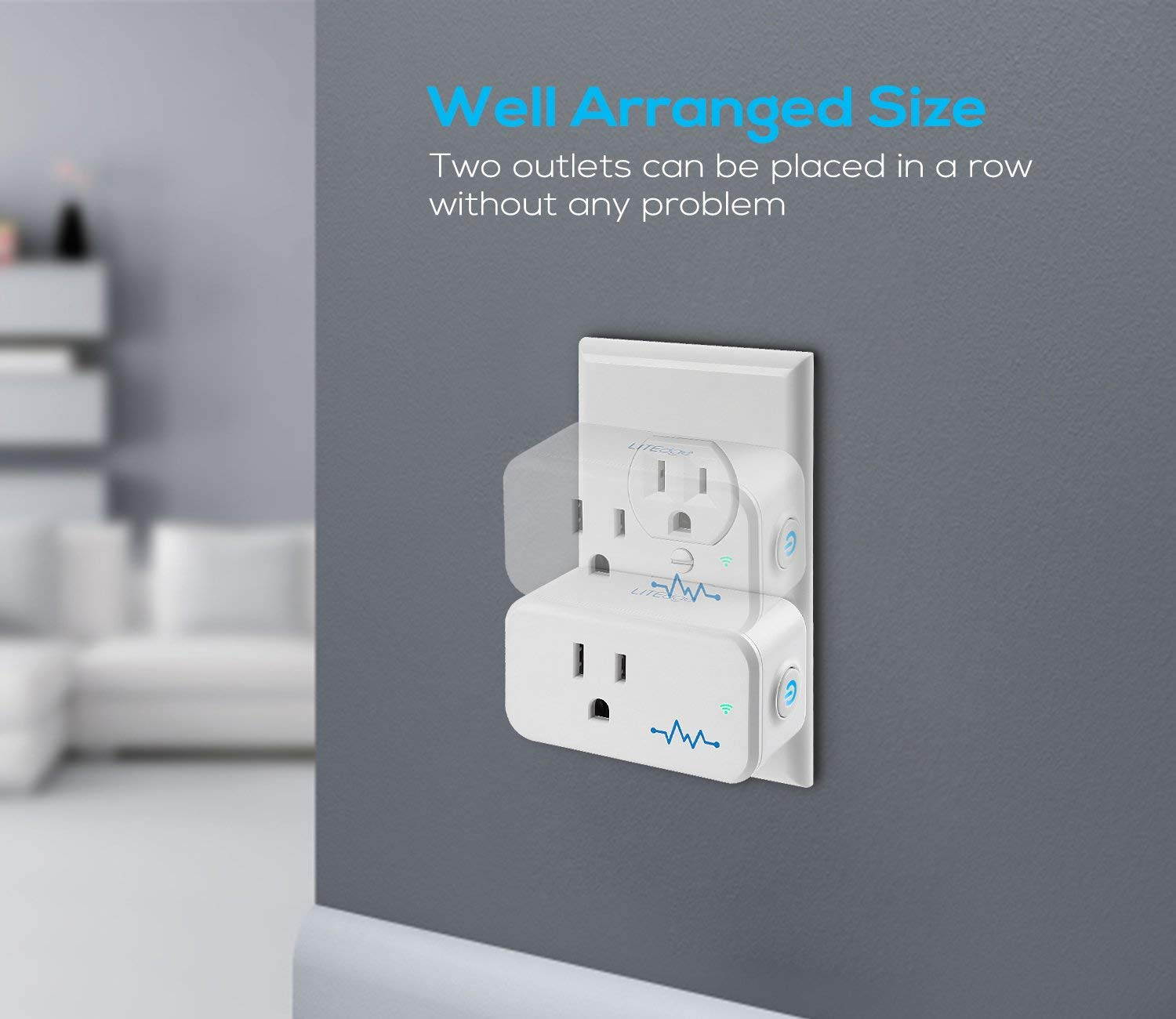 LITEdge Smart Plug, Works with Amazon Alexa and Google Assistant, Wi-Fi Accessible Power Outlet, Timing Function, No Hub Needed, Control with App on Phone, Single Socket