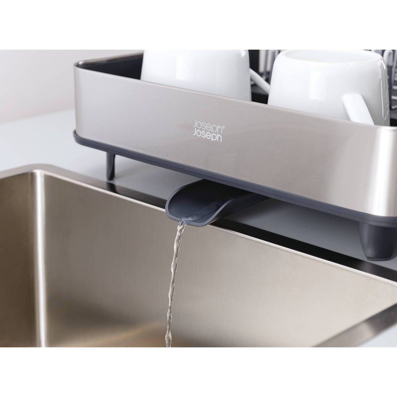 Joseph Joseph Extend Steel Expandable dish rack with draining spout - Gray
