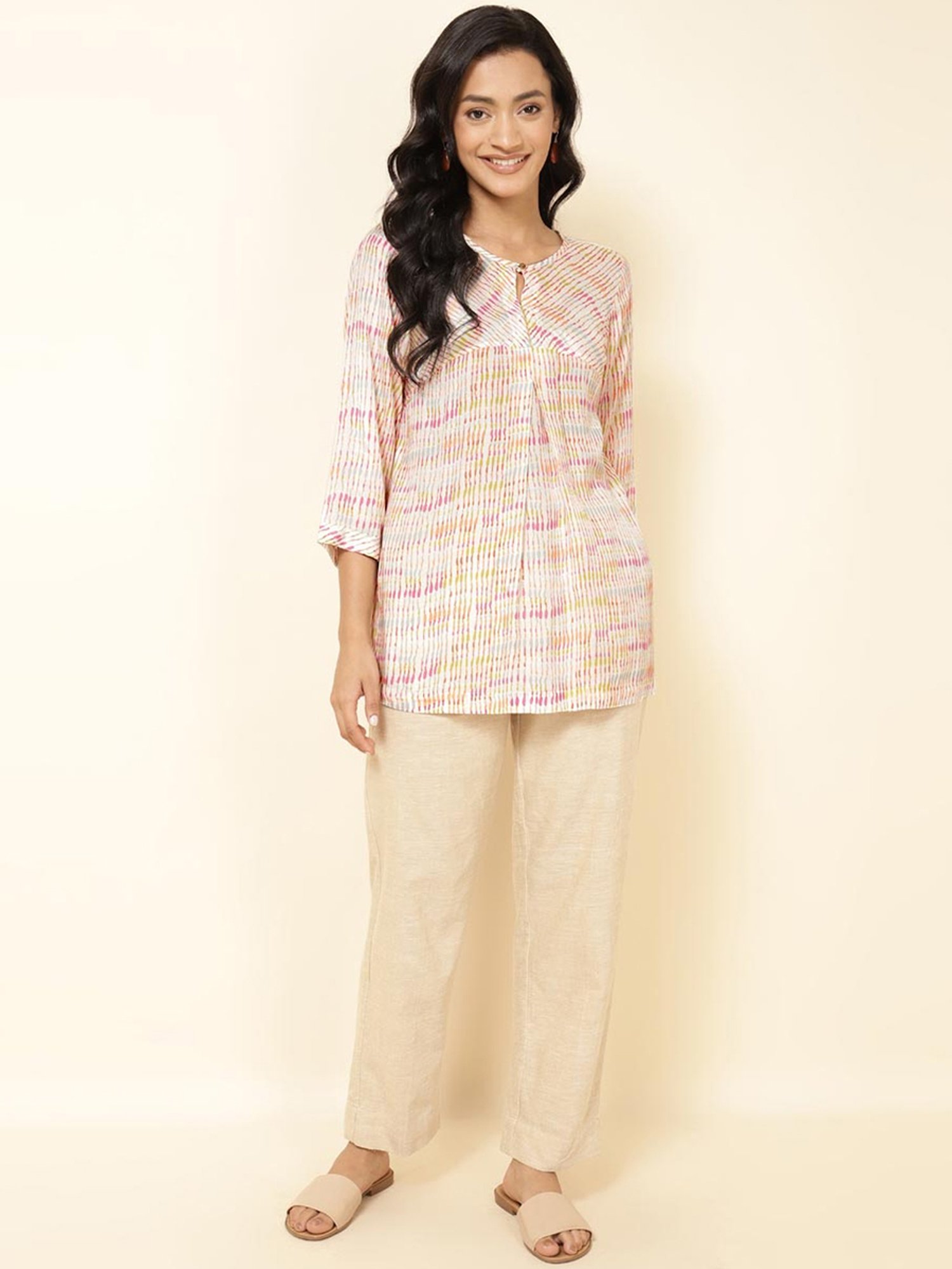 Fabindia Peach Printed Tunic