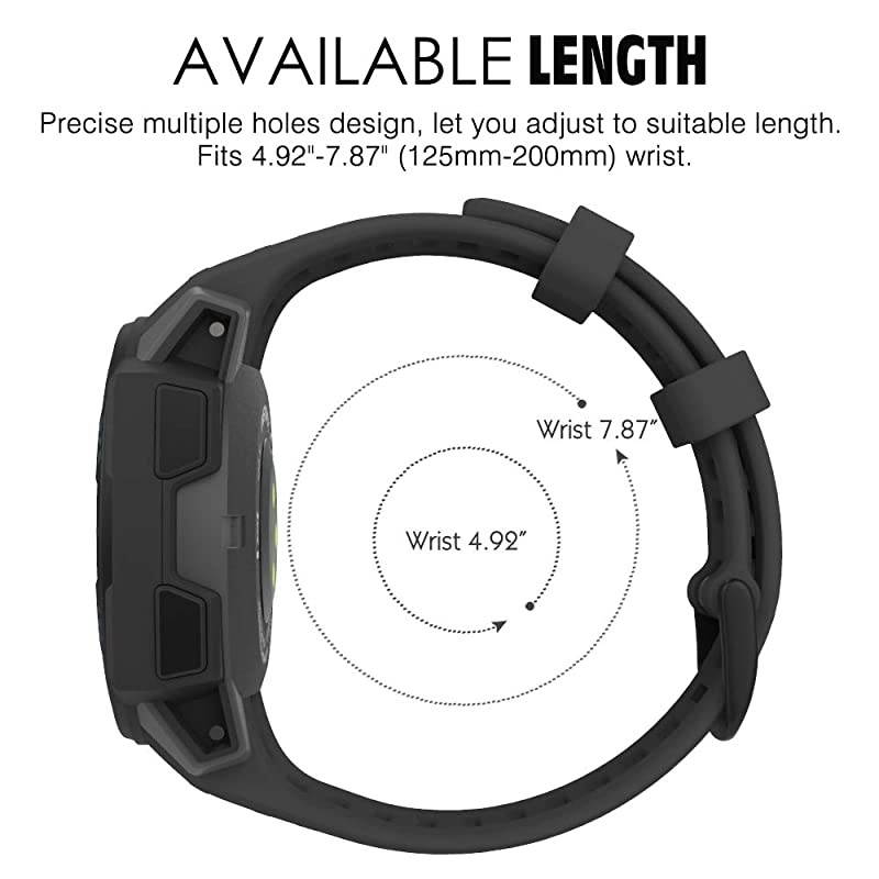 Watch Band Compatible with Garmin Instinct Sports GPS Smart Watch, Soft Silicone Adjustable Replacement Strap Fit Garmin Instinct/Instinct Tide/Instinct Tactical - Sea Blue