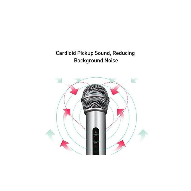 MA58 Handheld Cardioid Dynamic Vocal Microphone with ON/OFF Switch Cable Included (Silver)