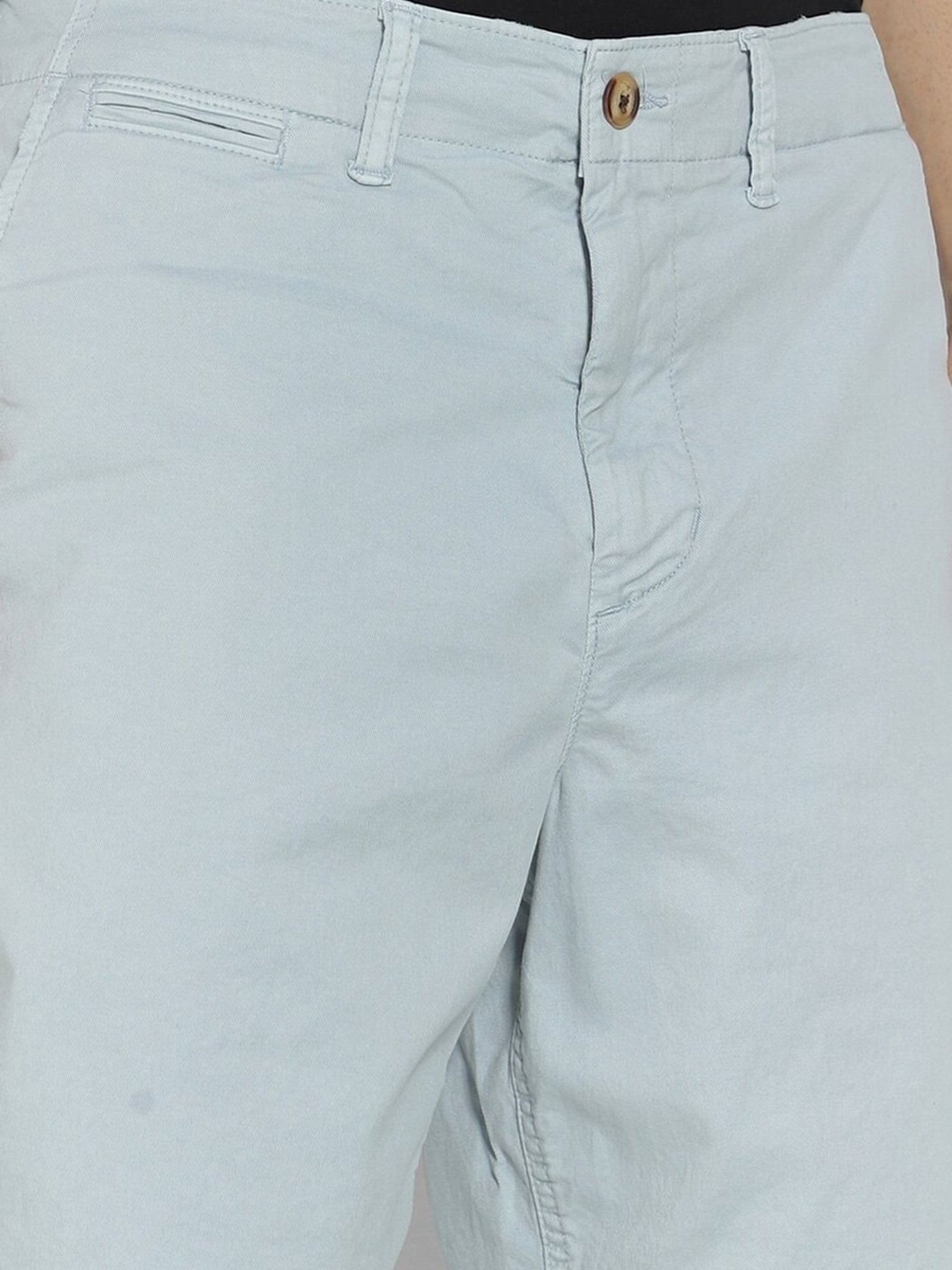 American Eagle Blue Cotton Regular Fit Shorts