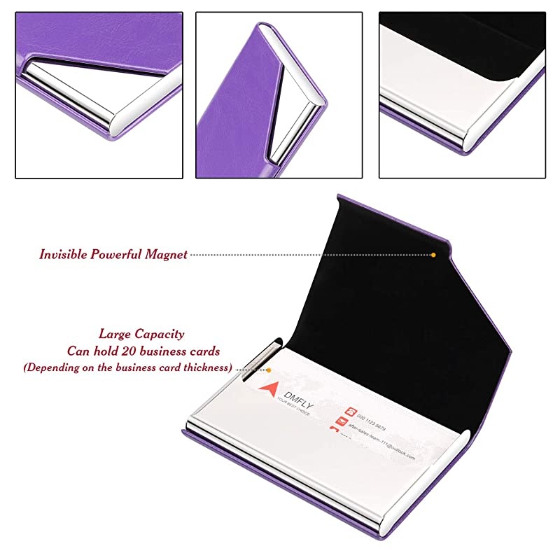 Card Holder, Metal Card Case Pocket, Card Holder for Women & Men, Professional PU Leather Card Holders Name Card Holder Purse Card Case with Magnetic Closure, Black-xbz