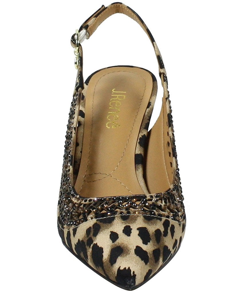 J. Renee Naiara Leopard Print Embellished Slingback Pumps