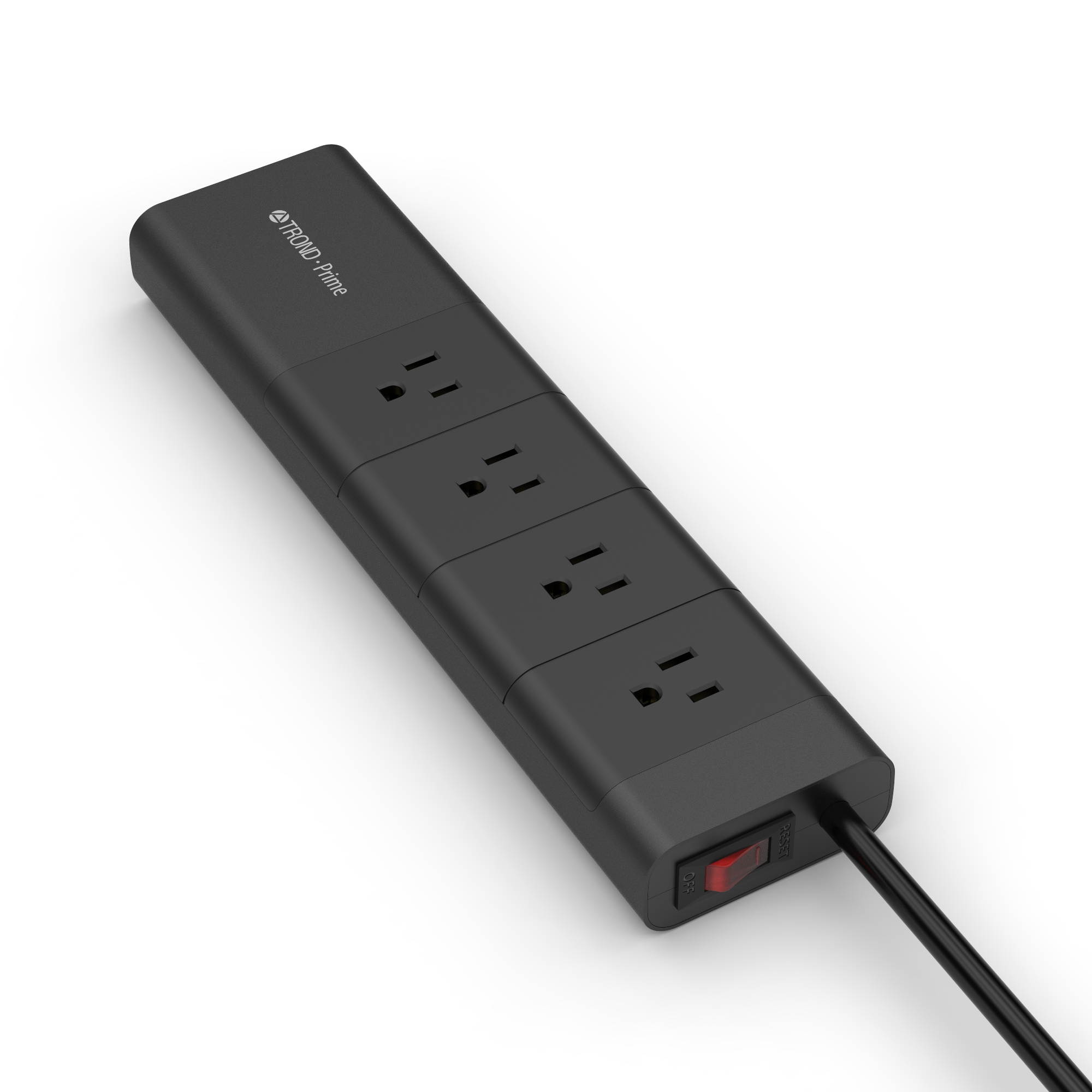 [Apple-Style] TROND&reg; Prime 4-Outlet Home / Office Power Strip with USB Smart Charger (4-Port, 30W/6A) and 5 Feet Power Cord, Made of Fire-Proof PC & Aluminum