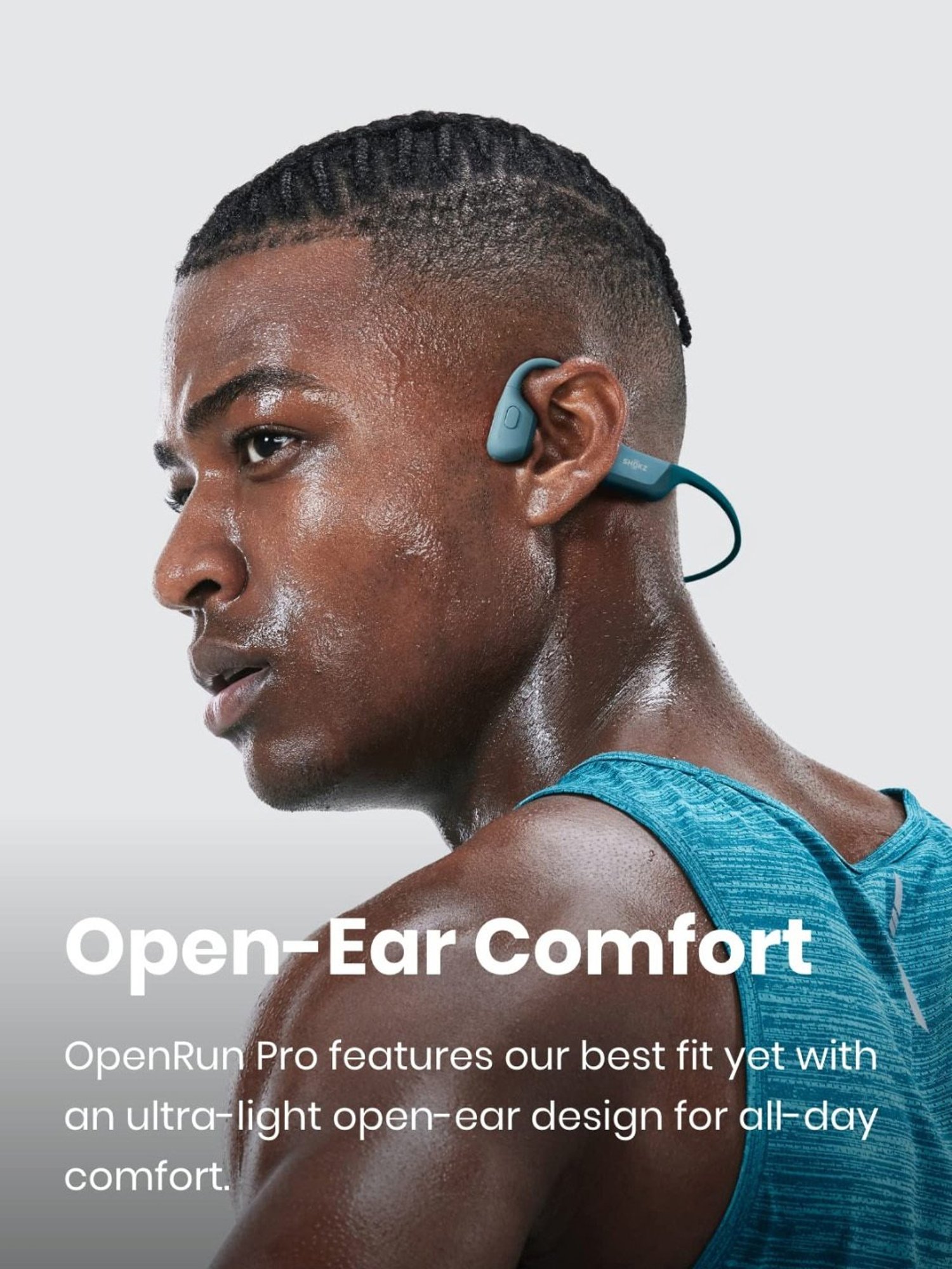 SHOKZ OpenRun Pro In Ear Wireless Bluetooth Neckband with Mic, IP55 Waterproof (Cooldown Blue)