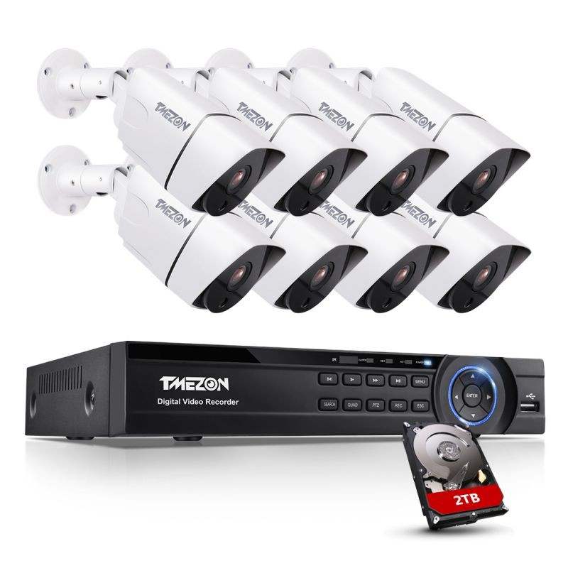 TMEZON 4K Ultra HD CCTV Camera System, 16 Channel H.265+ 4K (3840x2160) Video DVR with No Hard Drive 8 x 4K (8.0MP) IP66 Weatherproof Bullet Surveillance Cameras, IR Night Vision Security Kit