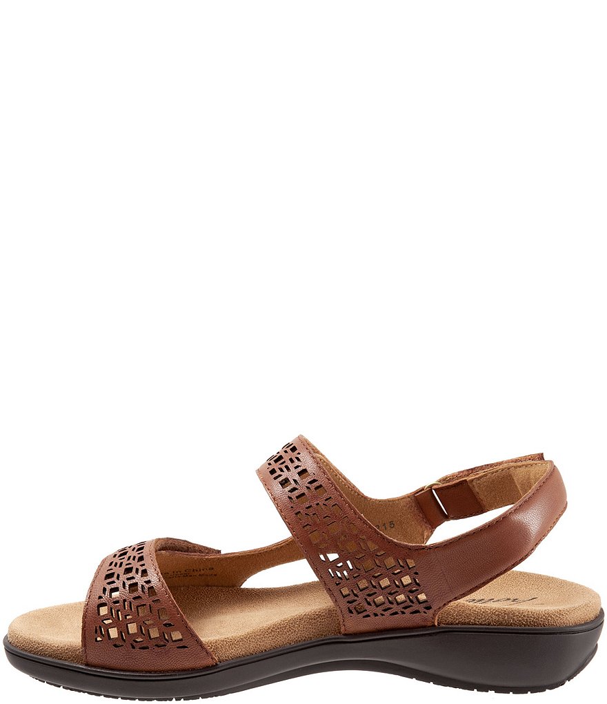 Trotters Romi Cutout Leather Adjustable Hook and Loop Footbed Sandals