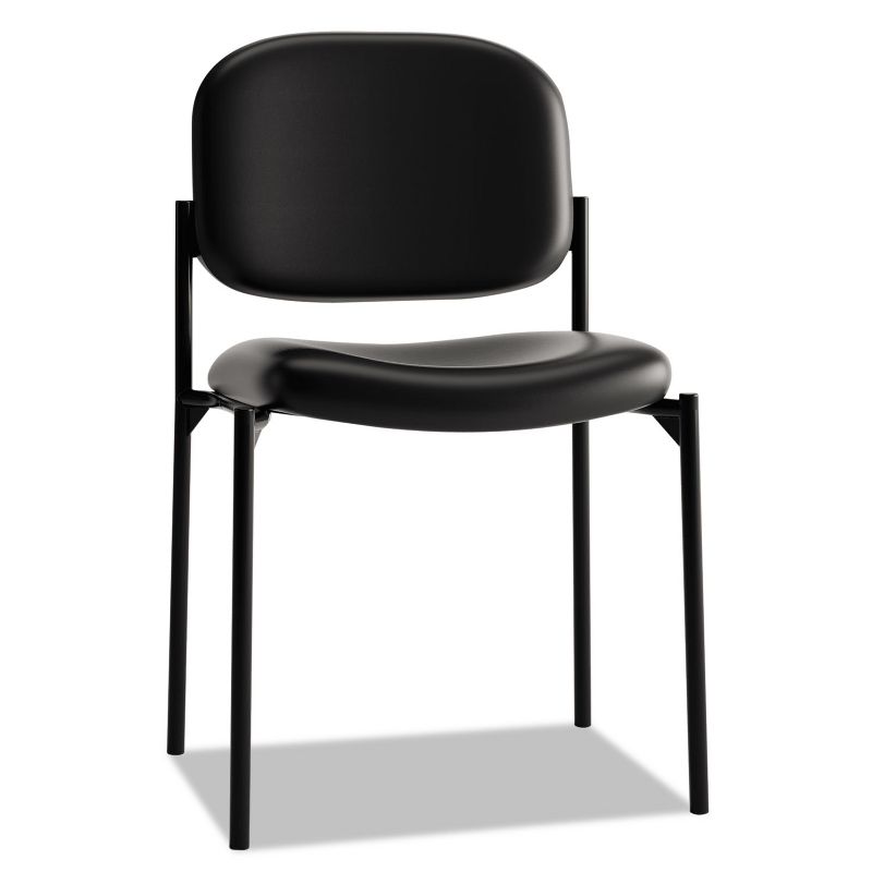 Basyx VL606 Series Stacking Armless Guest Chair Black Leather VL606SB11