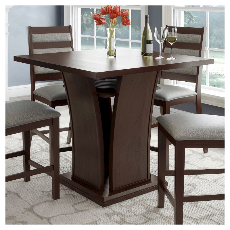 Bistro 36" Counter Height Dining Table with Curved Base Wood/Cappuccino - CorLiving