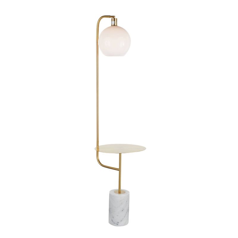 Symbol Contemporary/Glam Floor Lamp with Metal Side Table and Marble Base Gold (Includes LED Light Bulb) - LumiSource